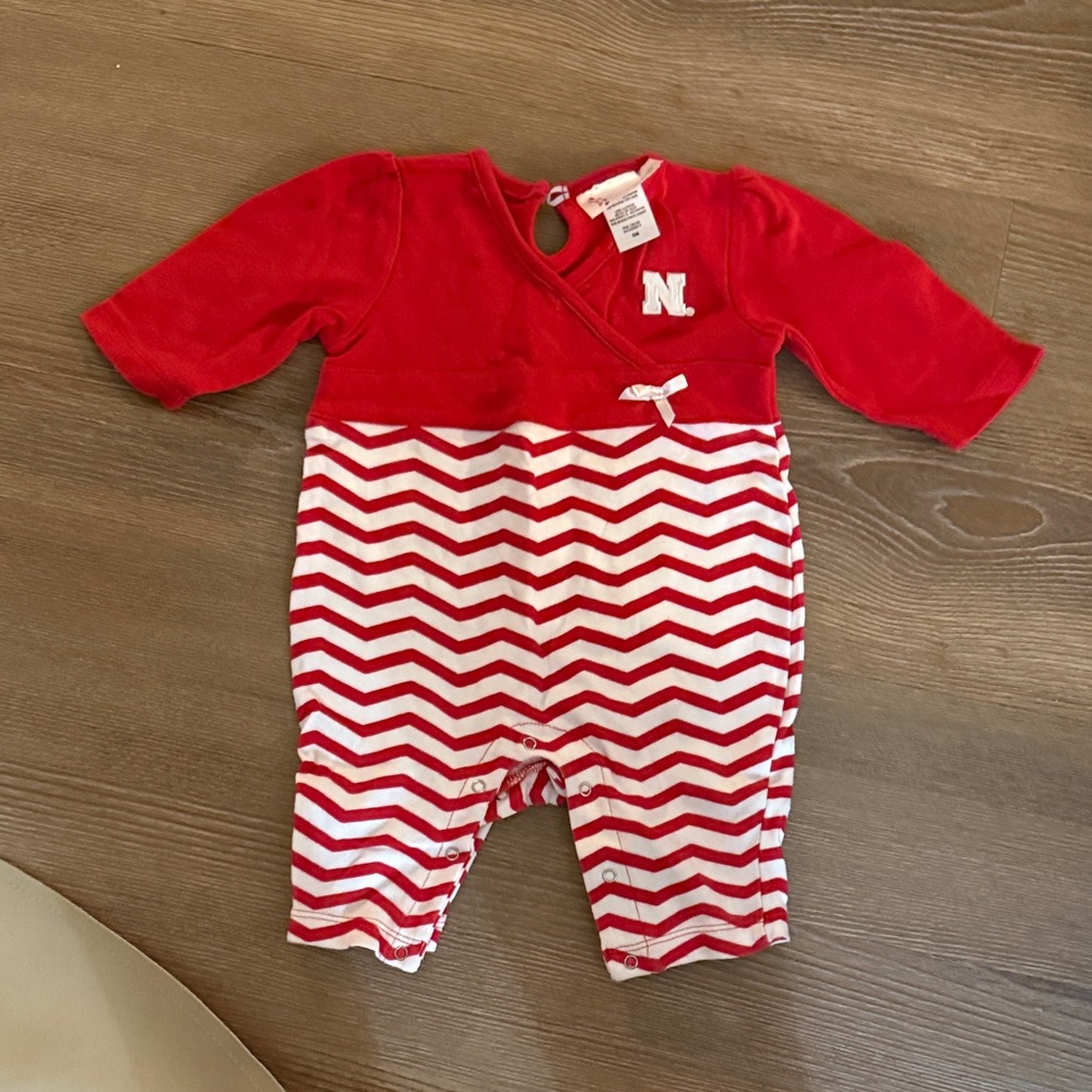 Two Feet Ahead Baby Girl Nebraska Huskers red romper -  6 months